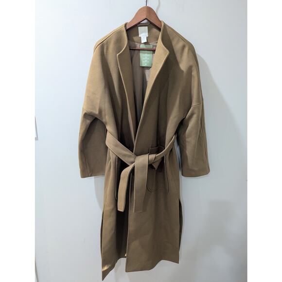 H&M Oversized Front Pocket Textured Camel Coat NWT - Picture 1 of 6